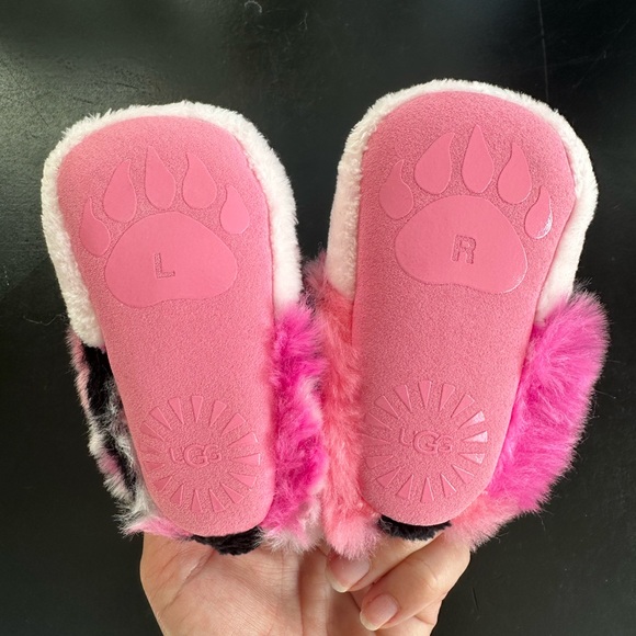 UGG Kids Pink and Black Star Panda Slippers - Picture 2 of 2